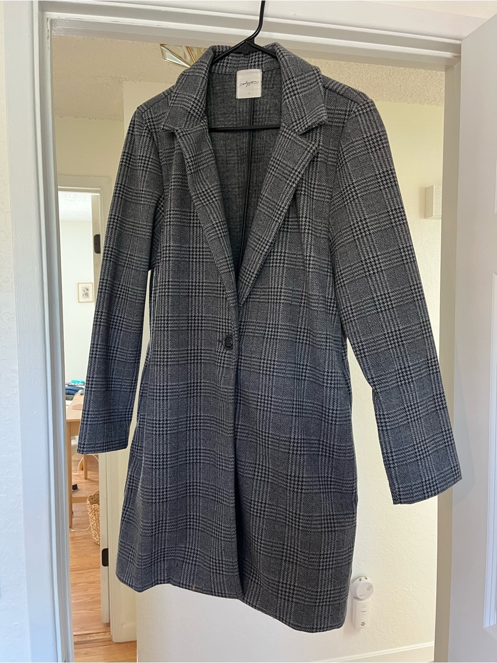 Carly Jean Gray Plaid Women's Long Coat